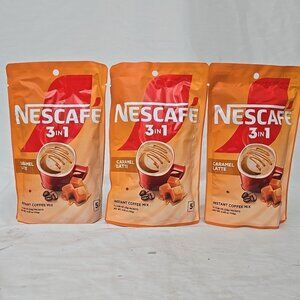 3 PACK Nescafe 3-1 Carmel Latte Instant Coffee Mix 4.06 Oz 15 packets total